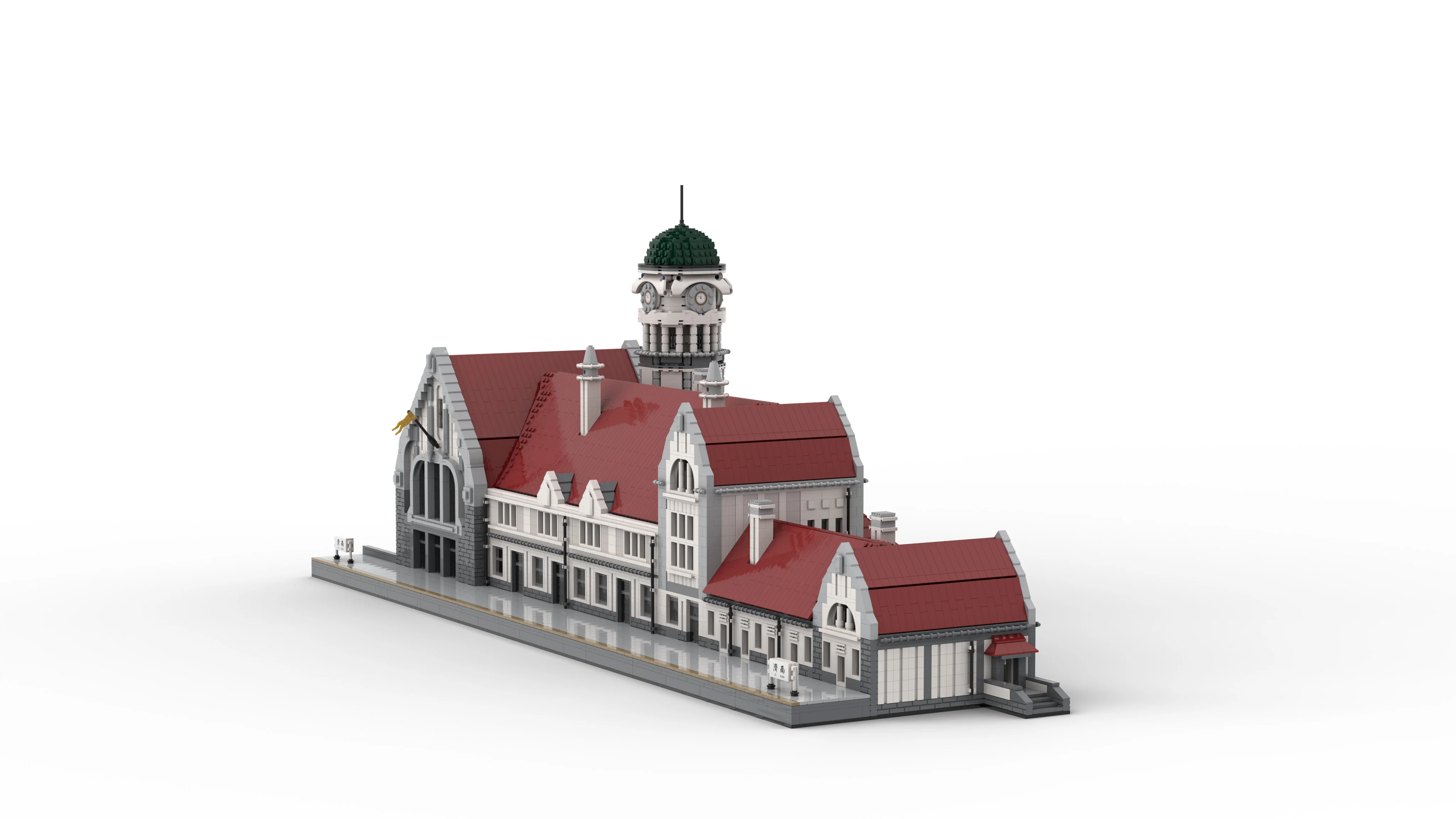 MOC-93444 Modular Street View Jinan Old Railway Station Creative Building Block Street View Model regalo giocattolo per bambini