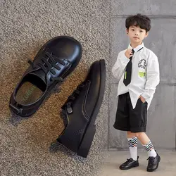 Zapatos Niña Boy Black Leather Shoe Autumn Soft Sole Girl Performance Shoe British Student Children Shoe Soft Skin Single Shoe