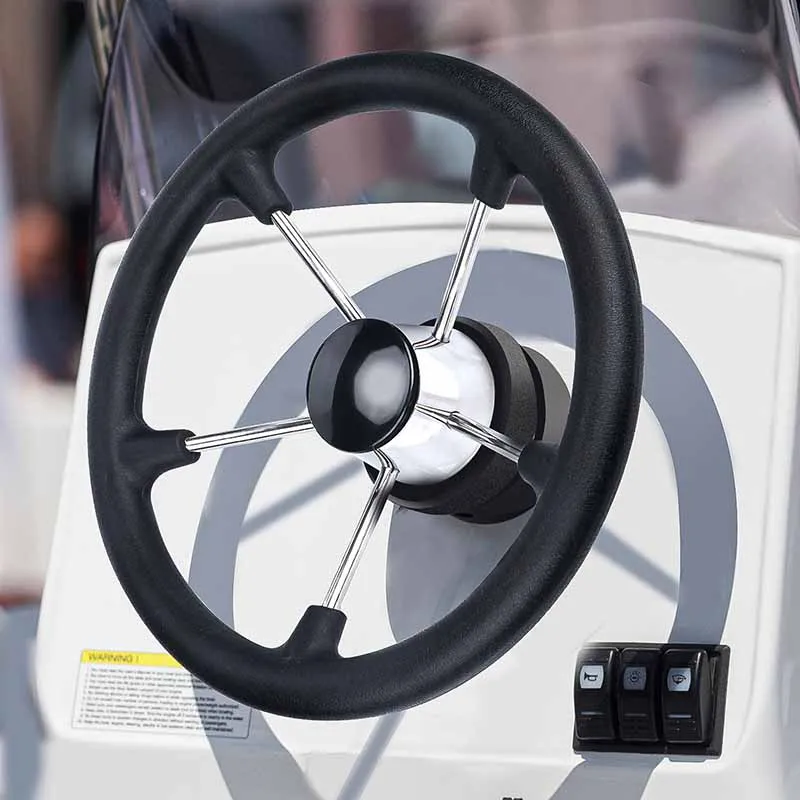Boat Accessories Marine 11 Inch stainless steel 5 Spoke Destroyer Steering Wheel with Black Foam