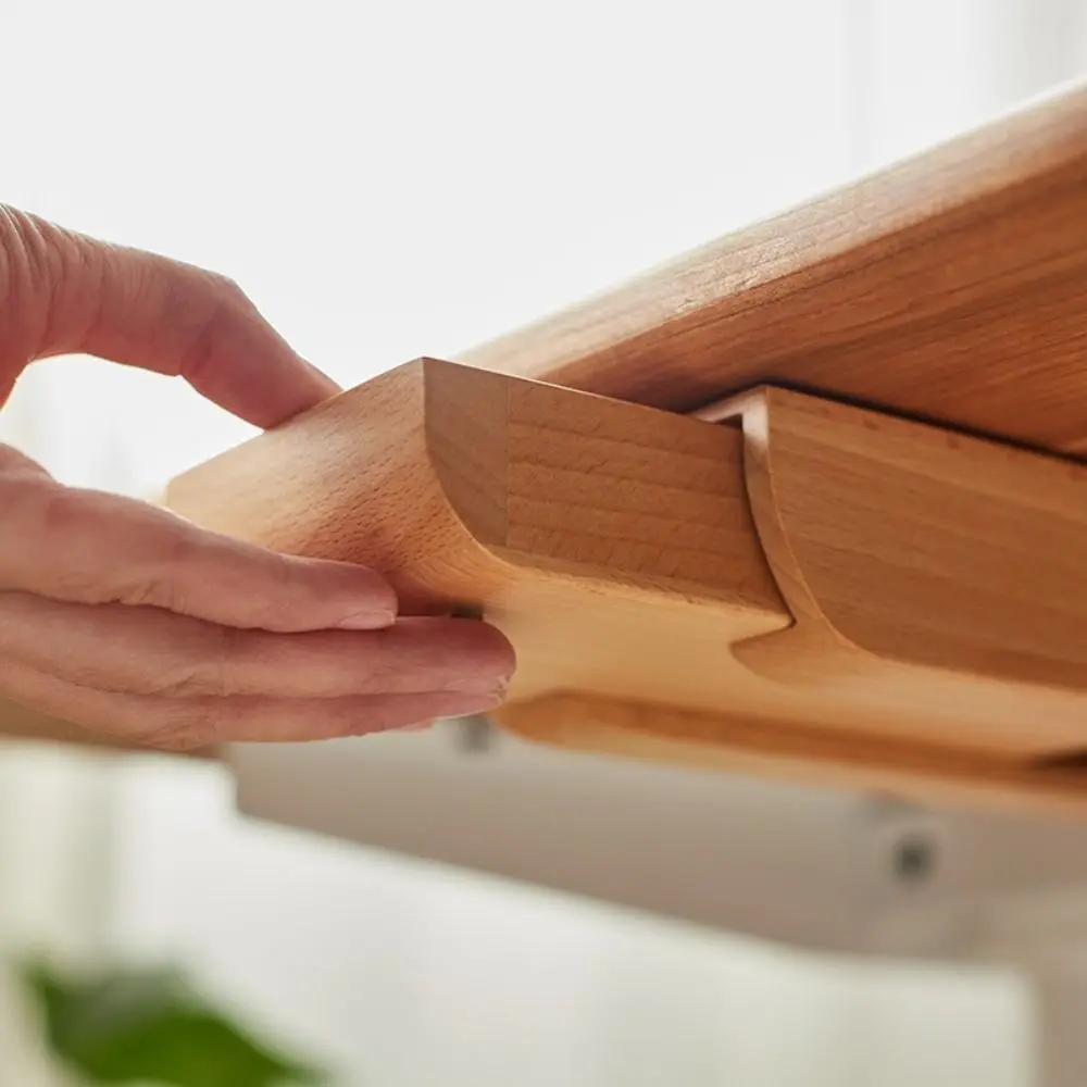 

Natural Bamboo Walnut Pull Type Under Desk Drawer Home Hidden Stationery Wooden Storage Container