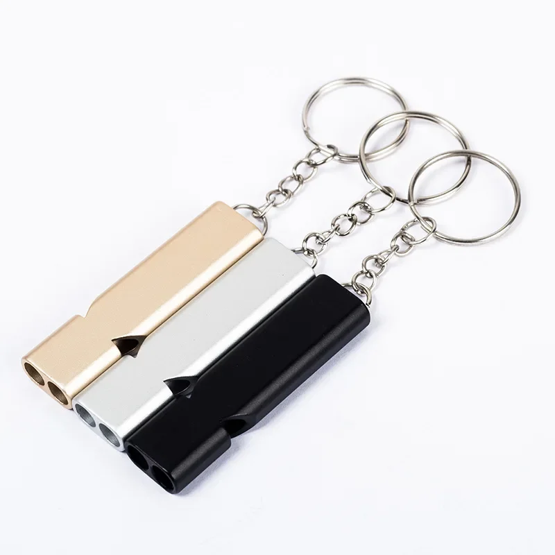 Dual-tube Survival Whistle 120 Decibels Portable Stainless Steel  Whistle Outdoor Hiking Camping Fishing Safe Survival Whistle