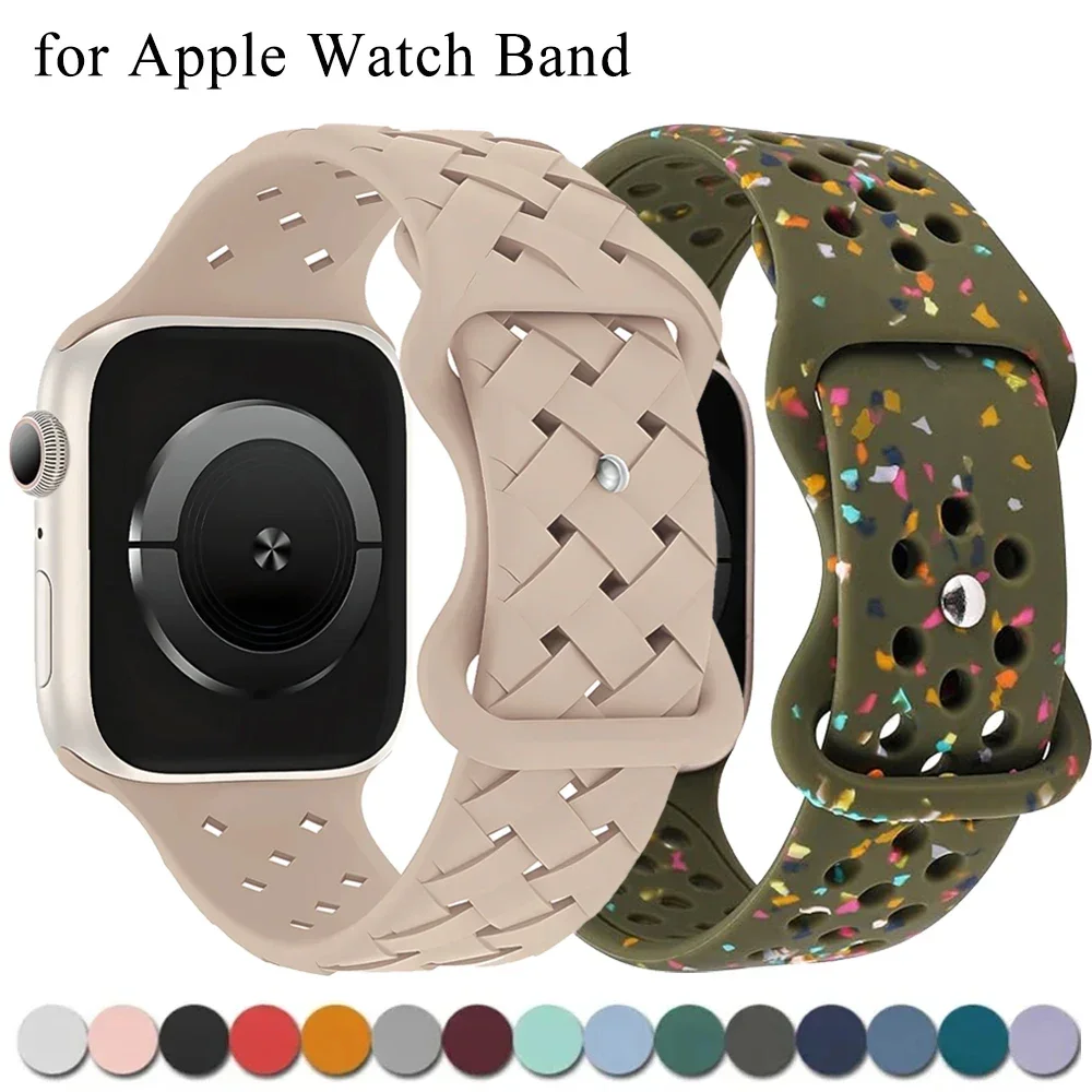 Für Apple Watch Band Ultra 2 49 mm 46 mm 44 mm 42 mm 40 41 mm Silikonarmband Sport Atmungsaktives Armband für IWatch Serie 9 8 7 6 SE 5