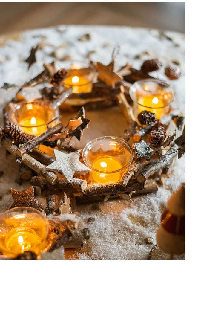 

Рождественская свеча Тайфун Свеча Чашка Теплая и романтическая натуральная деревянная палочка Лес INS