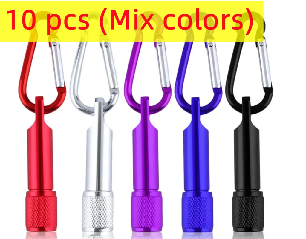 10 Pcs Super Bright Mini Portable LED Camping Flashlight Aluminum Keychain Keyring LED Light Self defense Torch Lamp outdoor