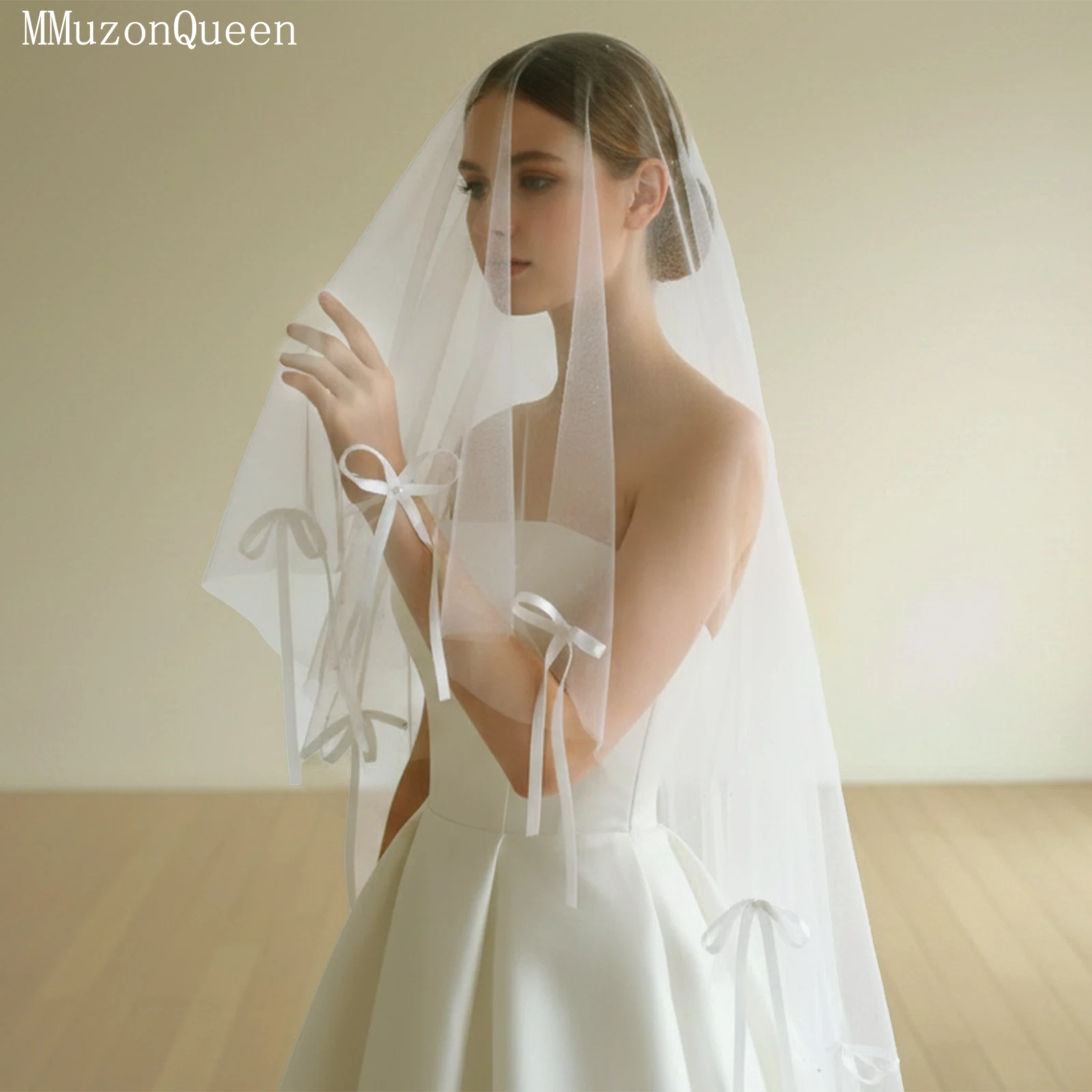 

TOPQUEEN милая фата с бантом, украшение, пудра, румяна, вуаль, реквизит для фотосъемки, свадебные аксессуары, настраиваемый M139