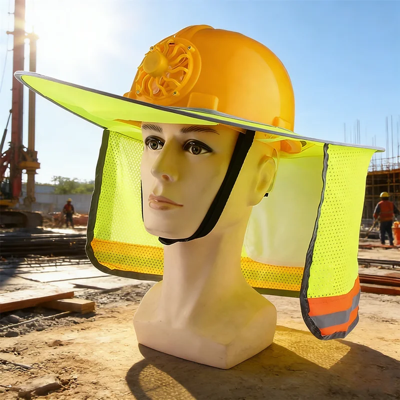 

Hard Hat Sun Shield Cover - Adds Full Brim and Neck Flap to Your Existing Helmet, with Reflective Trim for Enhanced Visibility