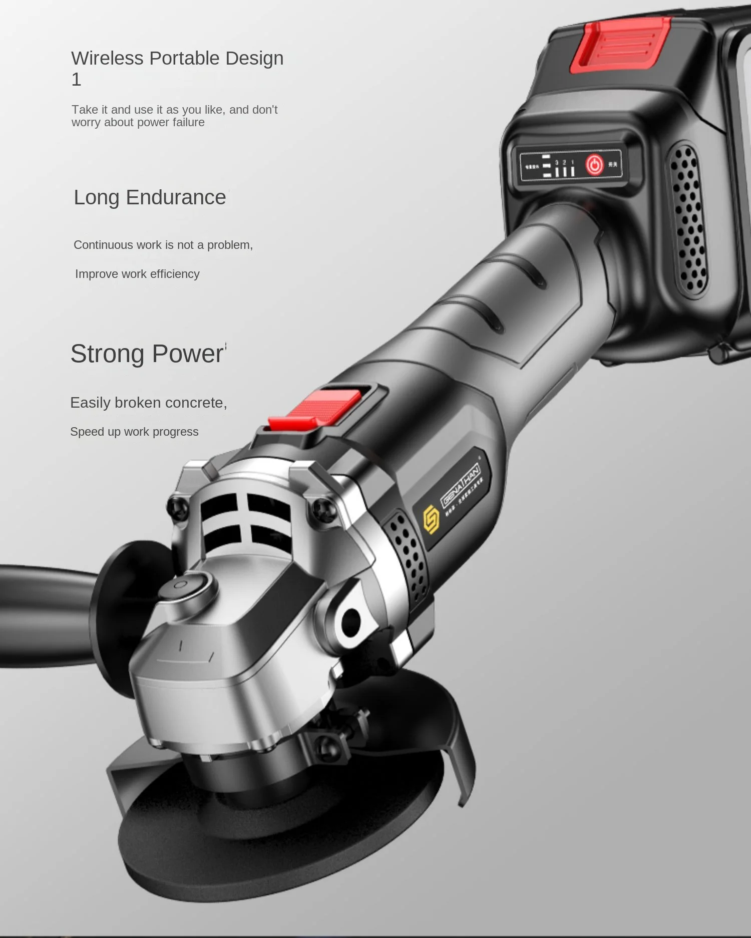 Wyj Brushless Lithium-Ion Angle Grinder, bateria De Lítio Recarregável, máquina De Polimento De Mão