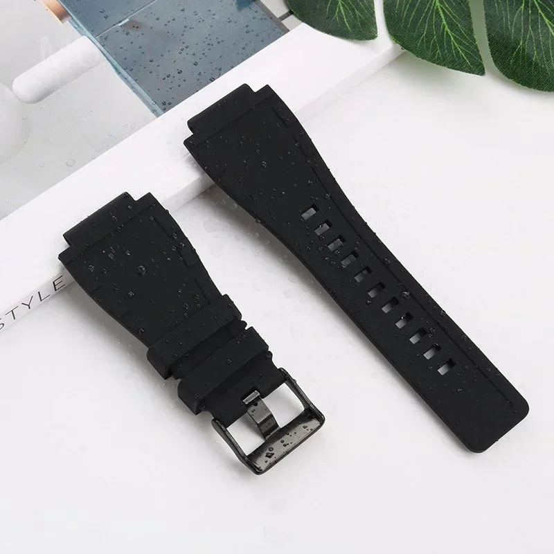 For Bell Ross Classic Square Watch BR01 BR03 Series Special Convex Interface Elastic Comfortable Silicone Watchbands 24mm