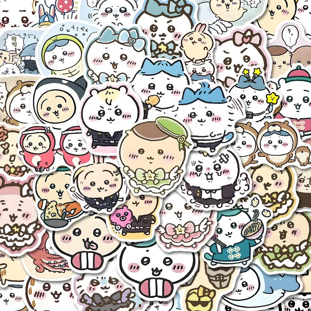100 pezzi di adesivi Chiikawa Cartoon Hachiware carino decorazione della stanza custodia per cellulare fai da te conto a mano senza colla impermeabile