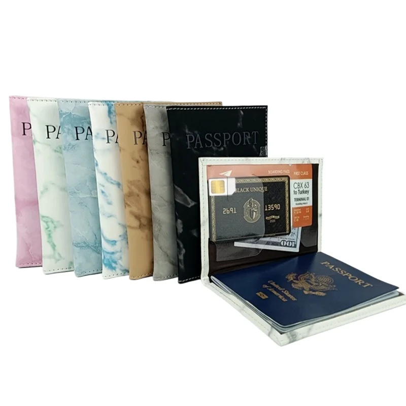 PU Leather Passport Cover Plane Letter Print Travel Case Holder for Women Men Wedding Gift