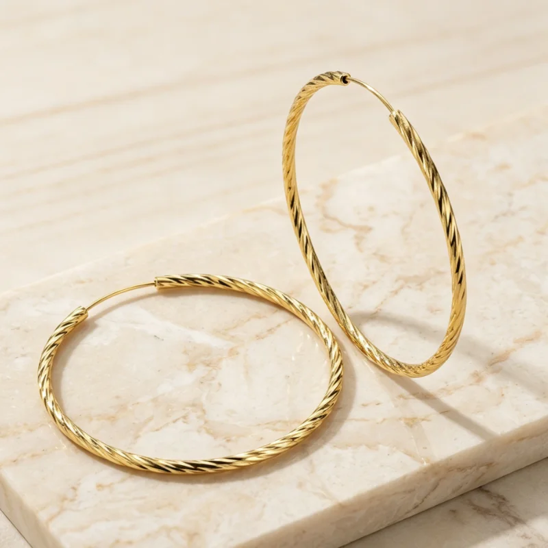 SOMILIA Women's Elegant Minimalist Round Hoop Earrings 18K YELLOW Gold Plated 925 Sterling Silver Fashion Drop