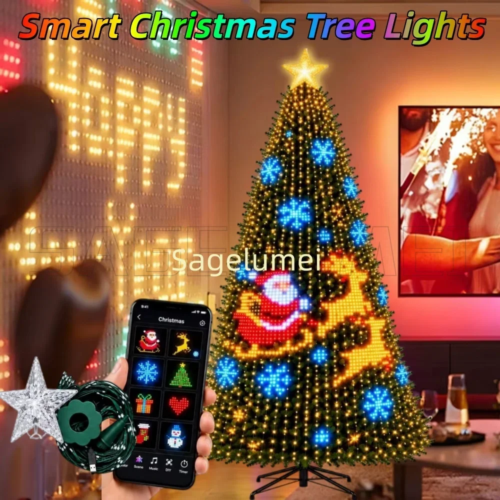 2.1M NEW 256/400 LEDs Smart Christmas Tree Lights Christmas String Lights with Remote Control Fairy Lights for Xmas Tree Decor