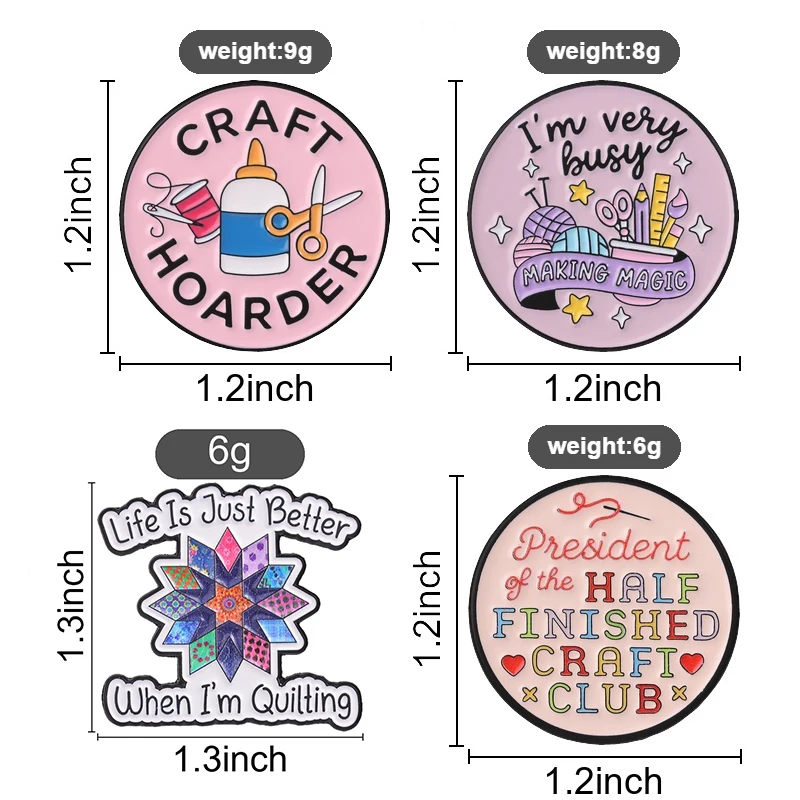 Craft Hobby Club Badge Life Is Just Better When I'm Quilting Enamel Brooch Color Quilt Block Star Badge Gift for Handmade Lovers