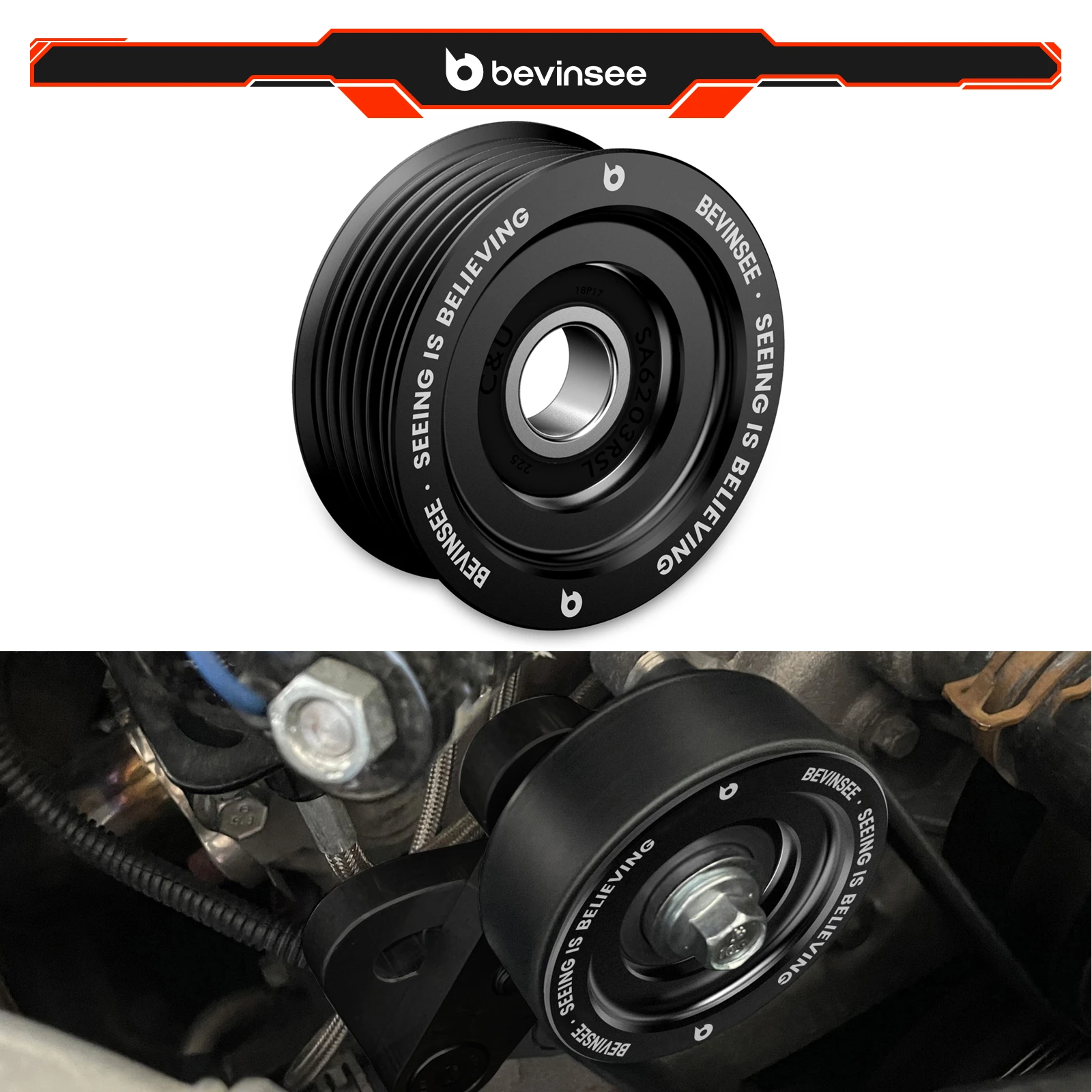 For LS 2.75 Diameter 6 Groove Tensioner Pulley, for Chevrolet Corvette 5.7L 350 V8 1997-2004