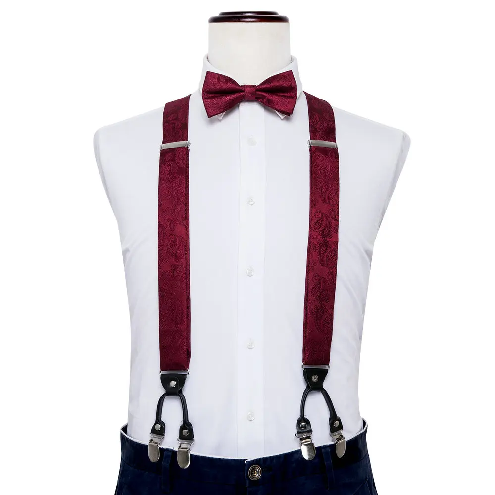 مجموعات الحرير بيزلي بووتي للرجال ، الحمالات ، منديل ، أزرار أكمام ، ربطة العنق ، خمر ، مرنة ، قابل للتعديل ، حفل زفاف ، موضة الكبار #2