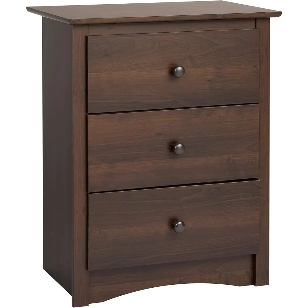 

Traditional Tall Nightstand Side Table with 3 Drawers, Functional Tall 3-Drawer Bedside Table 16" D x 23" W x 29"