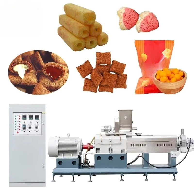 Customize 100-500 Kg/h Output Core Filling Snack Food Twin Screw Extruder Production Line Corn Puffed Snack Pellet Line