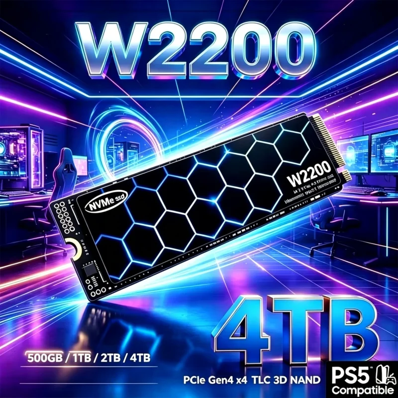 W2200 High Speed M2 NVMe PCIe4 SDD 4TB 2TB Solid State Drive Internal Storage Upgrade For PS5 Gaming Desktop Laptop