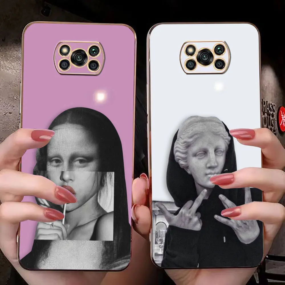 Cover Smooth E-TPU Phone Case Xiaomi POCO F1 F2 F3 F4 F5 M2 M3 M4 M5 X2 X3 X4 GT NFC C40 PRO 4G 5G Case Renaissance Mona L-Lisa