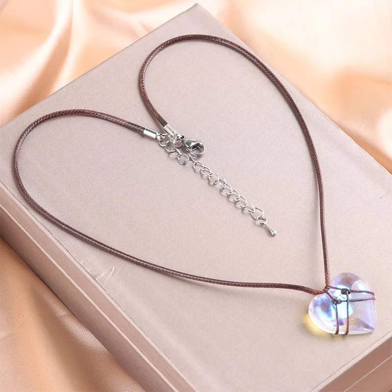 Fashion cute doll beautiful princess love mermaid Ji crystal peach heart wish necklace lucky princess guardian pendant gift