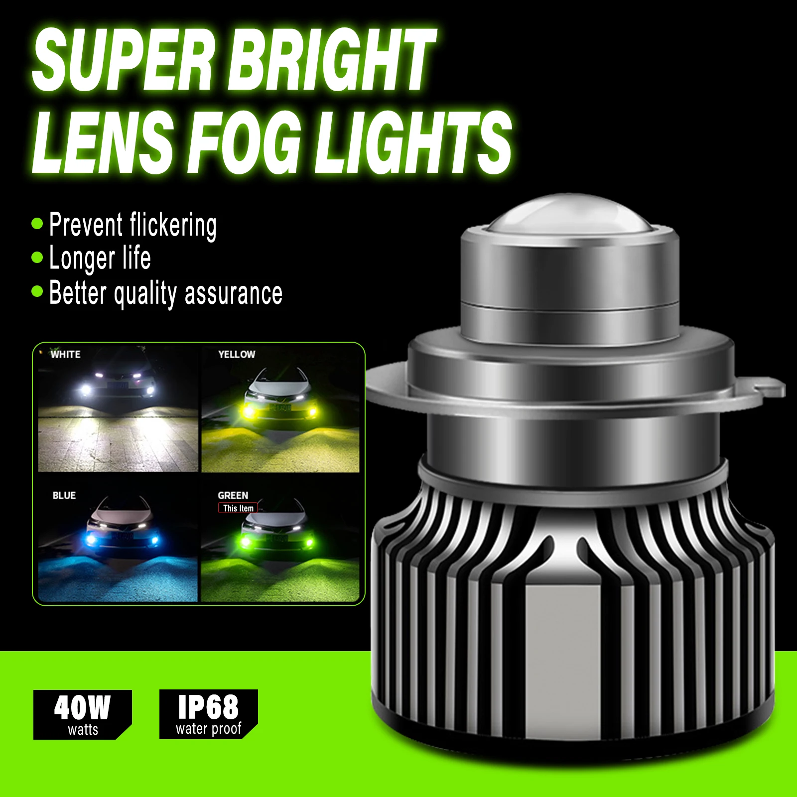 

2x H7 9006 HB4 with Lens Headlight Bulbs H11 LED 3800LM 9005 HB3 Auto Fog Light for Car 40W 12V Day Driving Running Light 3000K