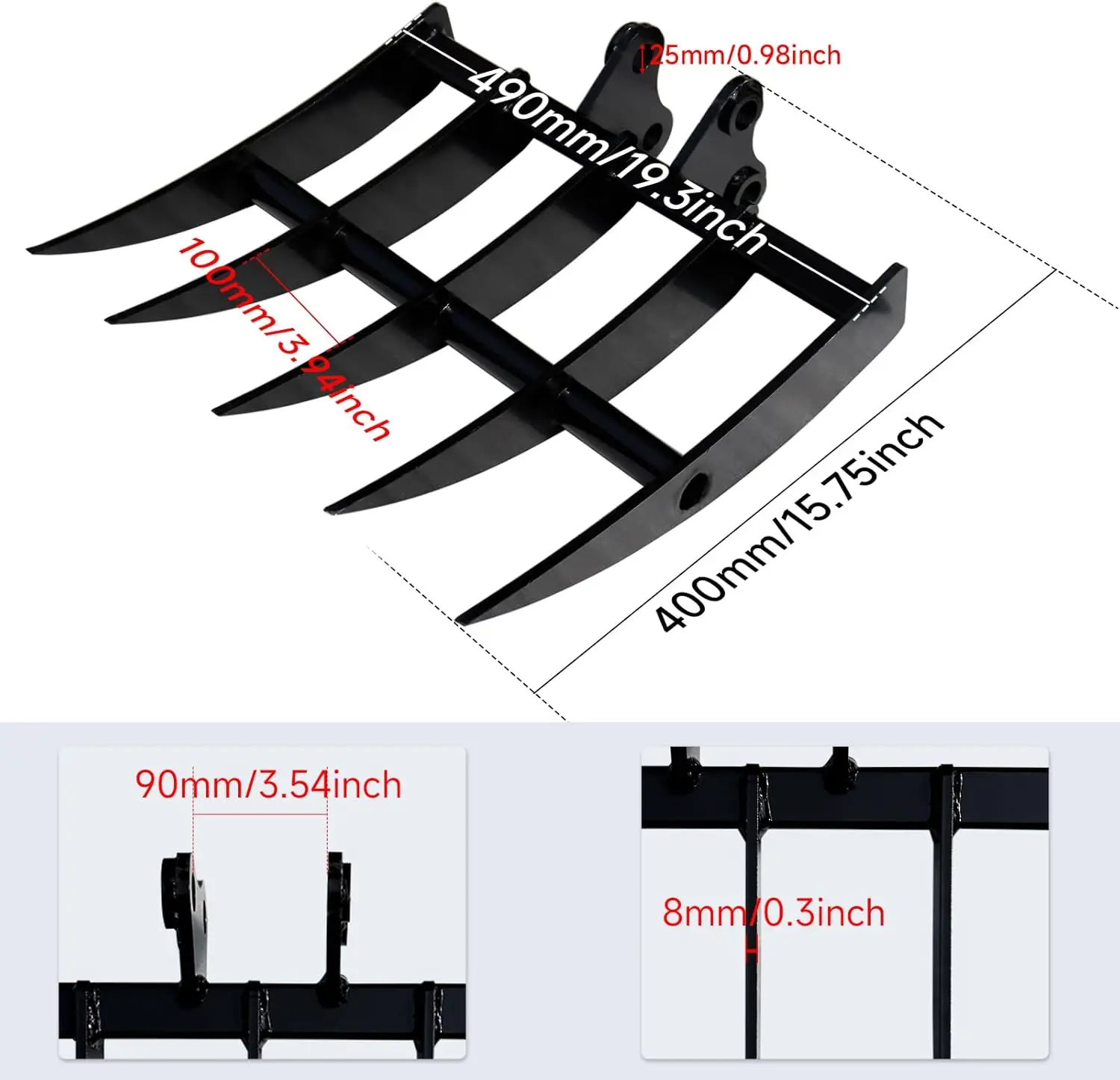 Rake Attachment for 1 Ton Mini Excavator  USA STOCK