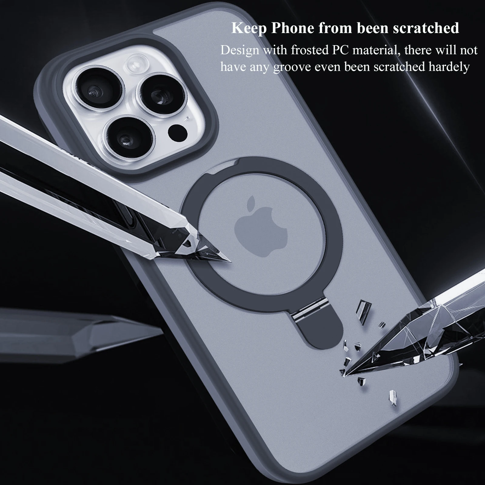 Magnetic Mobile Phone Case with Ring Stand for iPhone 15 14 Pro Max  Plus 13 12 11 Cases Translucent Cover with Lens Protector