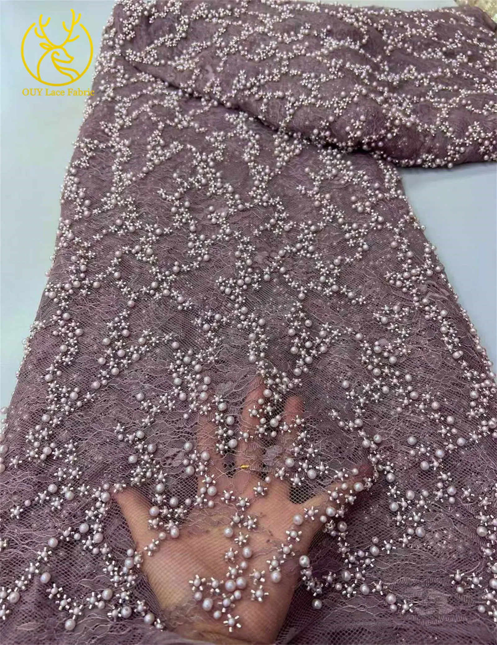 Black African Handmade Beaded Mesh Lace Fabric 2025 Luxury Nigerian French Sequin Lace Fabric Dress Sewing Material 5 Yards