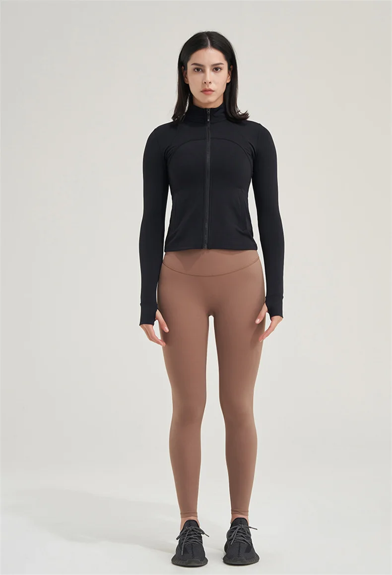 TRY TO BN Yoga Long Sleeve Coat Zipper Loose Sports Tops Breathable Sunscreen T Shirt Workout Women Running Gym Clothing Fitness