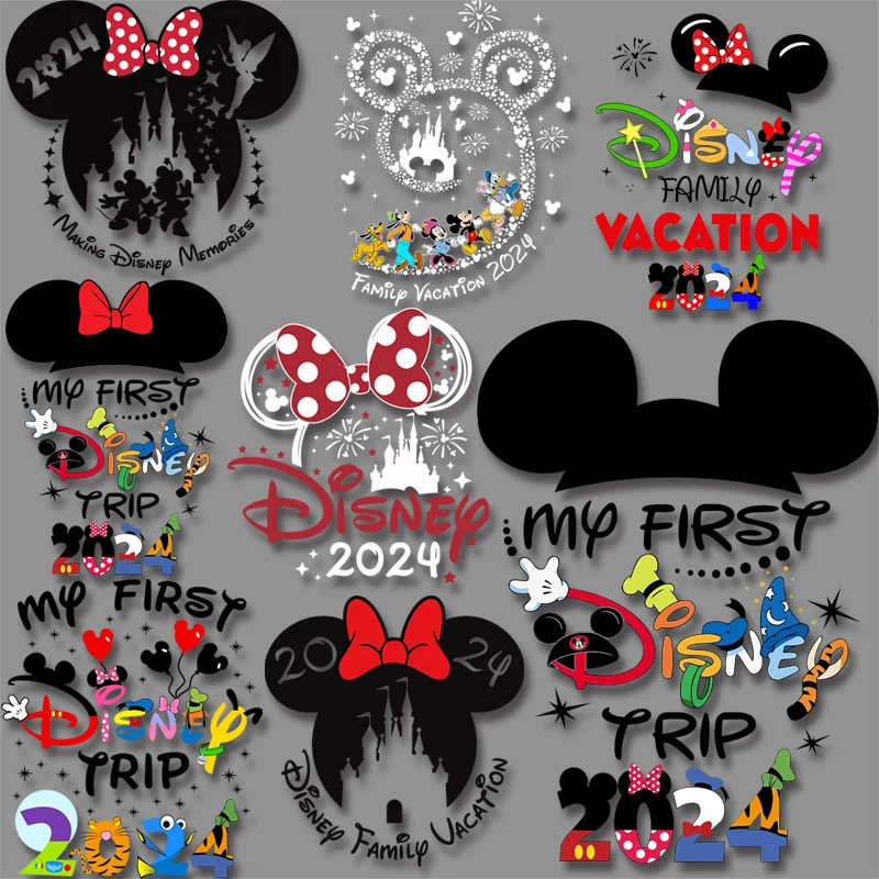 

Exclusive for 2024 Mickey Minnie Family Vacation My First Disney Trip Iron on Decals Heat transfer stickers