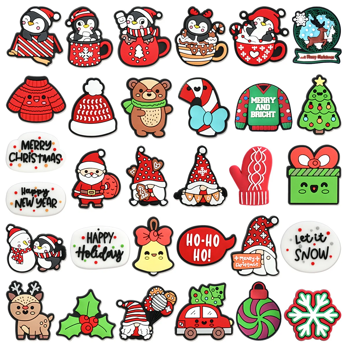 2pcs/lot PVC Christmas characters series shoe charm buckle accessories decorations for clog wristbands bag DIY unisex party gift