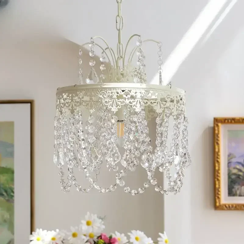 Nordic Cream Ceiling Chandelier Transparent Crystal Pendant Light Decoration Bedroom Living Room Dining Table Led Hanging Lamp