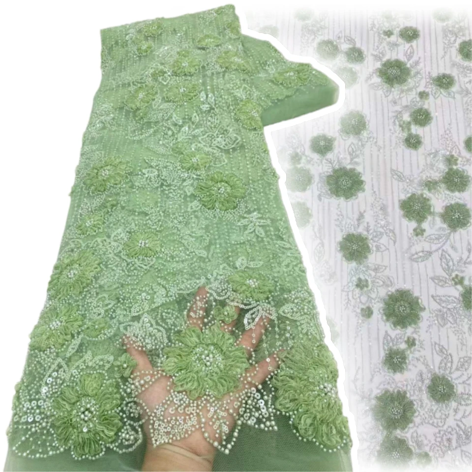 

Elegant African Sequins Lace Fabric, Latest French And Nigerian Beaded Lace Fabric, Suitable For Women's Evening Dresses. 2026