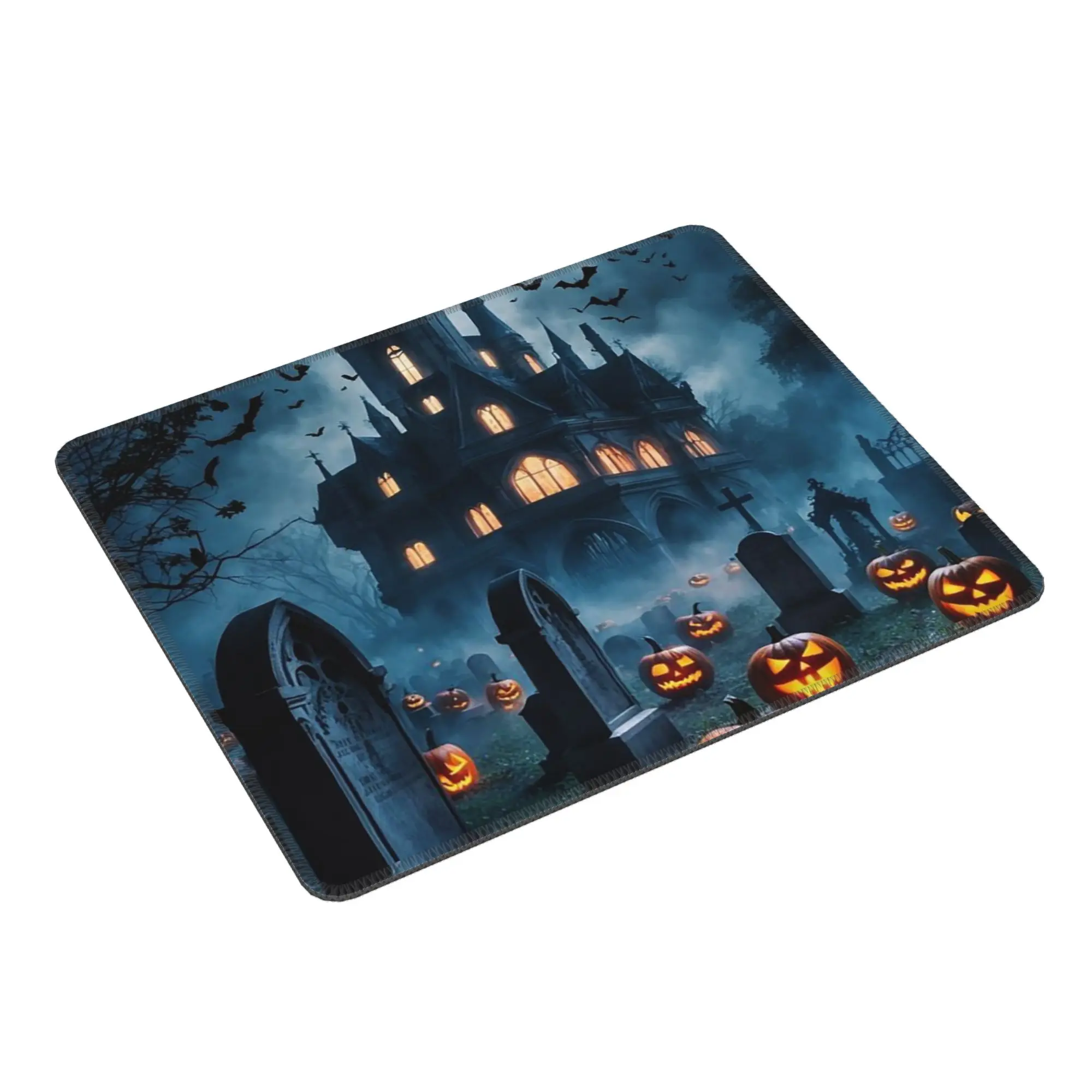Halloween Pumpkin Castle Graveyard Mouse Pad Computer Keyboard Mouse Mat Gamer PC Laptop Desk Mat Office Table Mats
