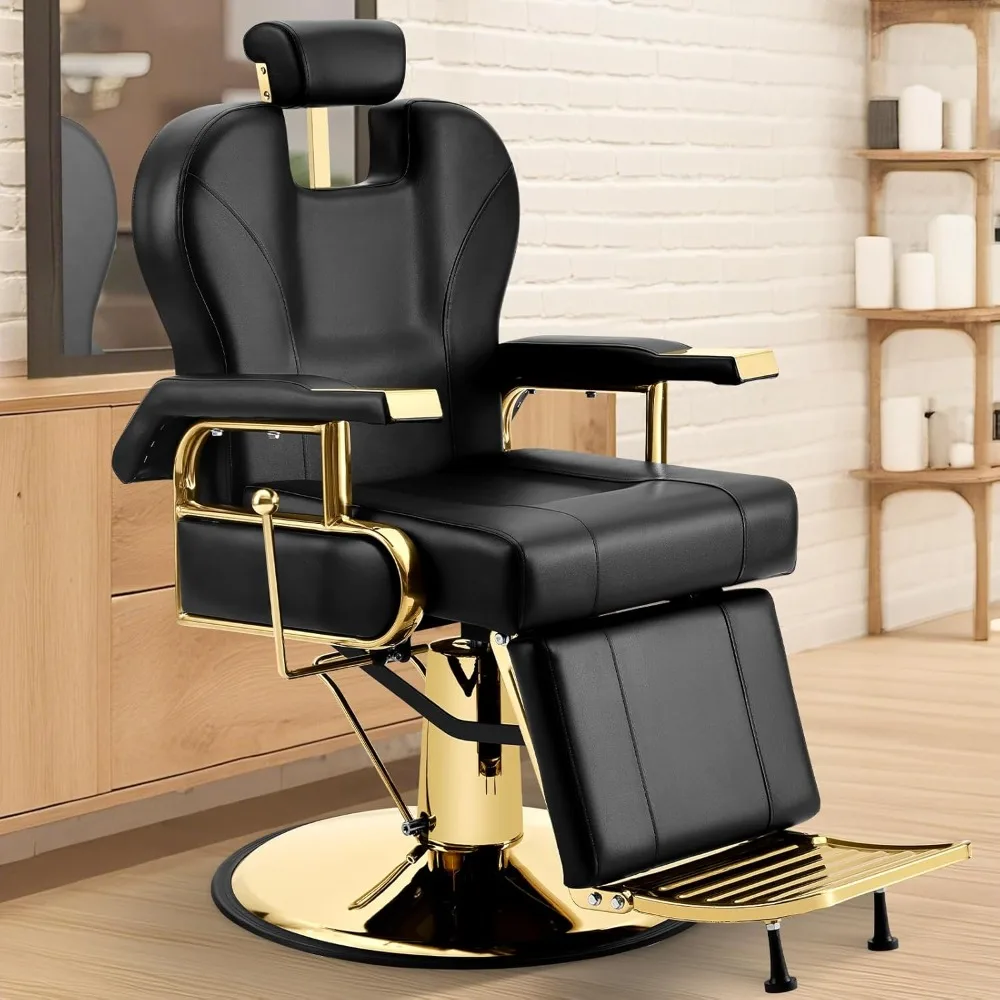 

Vintage Barber Chair for Barbershop,360° Swivel Heavy Duty Barber Chairs Reclining, 500LBS Capacity,Beauty Spa Shampoo Equipment