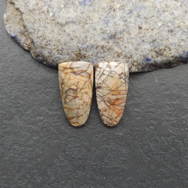 

Natural Stone Jewelry Accessory Cabochon Beads - Picasso Jasper Drillable for Crafting And Design 27x14x4mm 5.3g