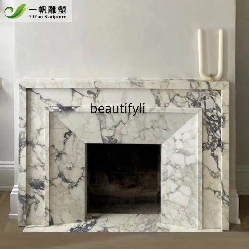 

Stone Carving French Marble Fireplace Large Flower White Stone Fireplace Decorative Cabinet Fireplace Rack