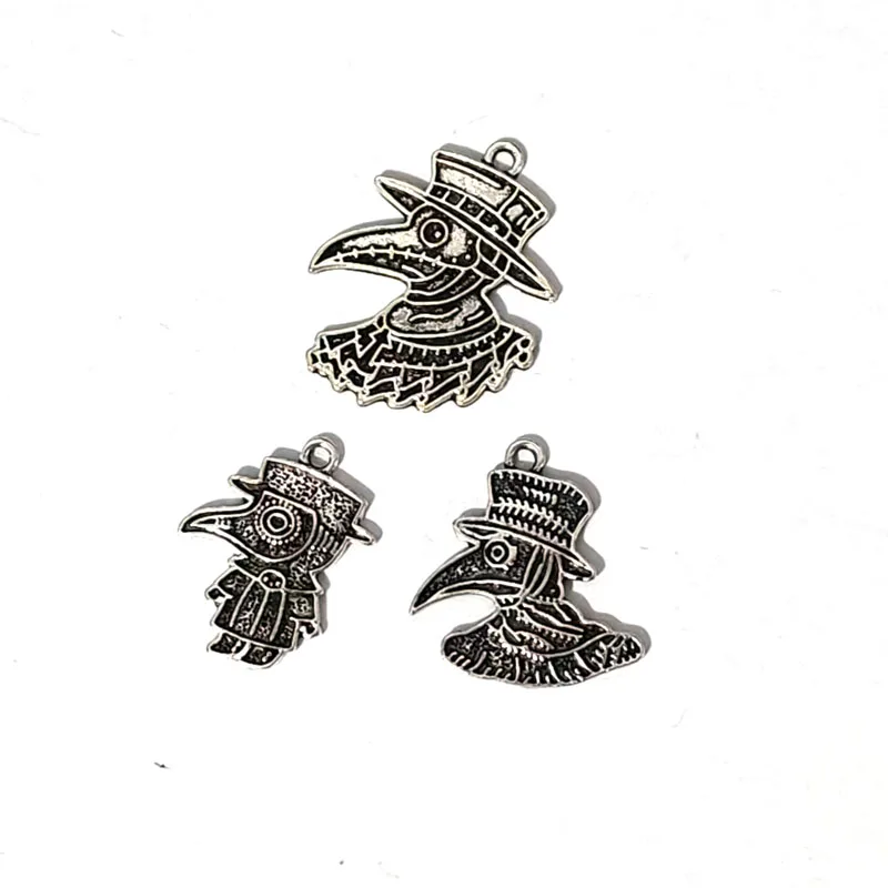 10pcs Plague Doctor Beak Face Cool Pendant Charm Jewelry Gift for Nurse Friends Jewelry DIY Women Man Accessories