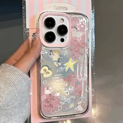 Cat Star Strawberry Bow Phone Case For iPhone 16e 14 13 11 15 16 Pro Max 12 XS XR X 8 7 Plus SE Y2K 2022 14Pro 13Pro Soft Cover
