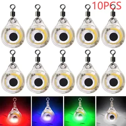 10pcs LED Attracting Fish Light Mini Deep Drop Underwater Eye Shape Fishing Light Squid Attractor Bait Luminous Lure Fish Lamp