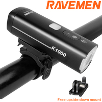 Ravemen LED Bike Front Light Bicycle Headlight Mount Rechargeable 4000mAh K1000 With Upside-down Mount Auto On-off Waterproof AI