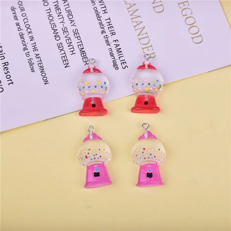 10pcs Candy Gacha Machine Play Game Resin Charms Pendant  for DIYEarring  Keychain Jewelry Making 31x17mm