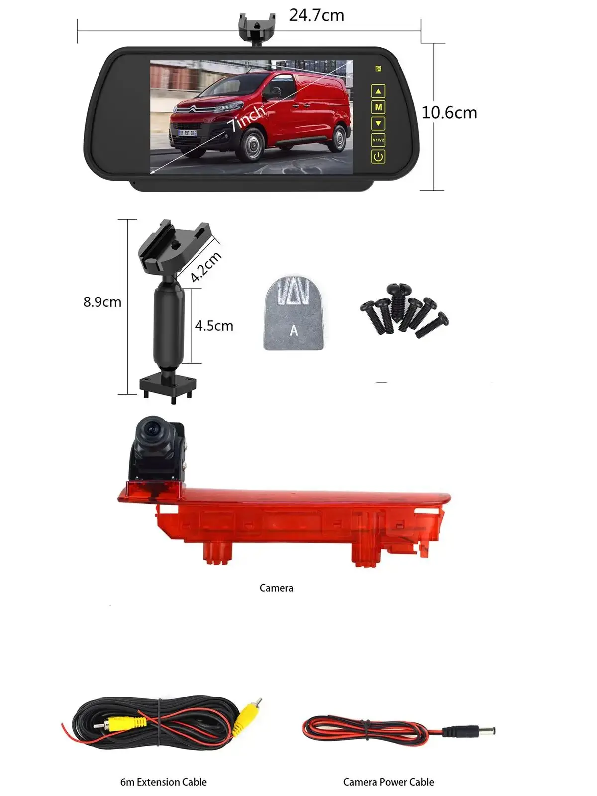 Caméra de recul de feu stop de voiture CCD de 7 pouces pour VW Transporter T5 T6 Van 2010 - 2019 caméra de recul de stationnement de lumière LED
