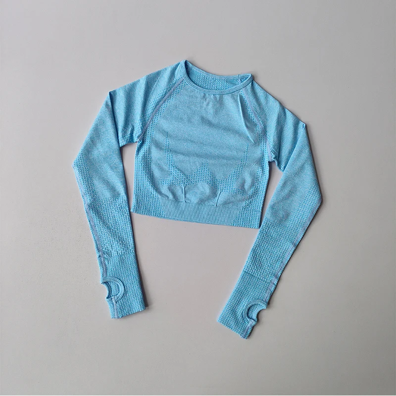 Women Seamless Yoga Shirts Crop Top Long Sleeves Shirts for Women Yoga Sports Fitness Gym Clothing Workout Tops Sports Shirts image 6