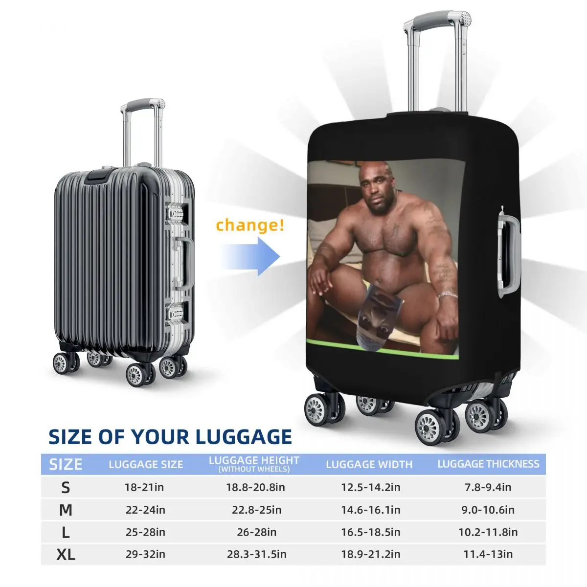 كبير ديك الأسود غي ميمي باري الخشب غطاء حقيبة حماية مرونة رحلة الأمتعة حامي يغطي لمدة 18-32 بوصة #4