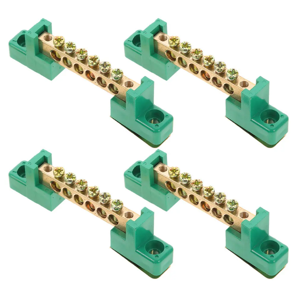 4Pcs Copper Ground Terminal Block 6 Positions Screw Type Terminal Strip Electrical Bus Bar for Car Boat Power Installation