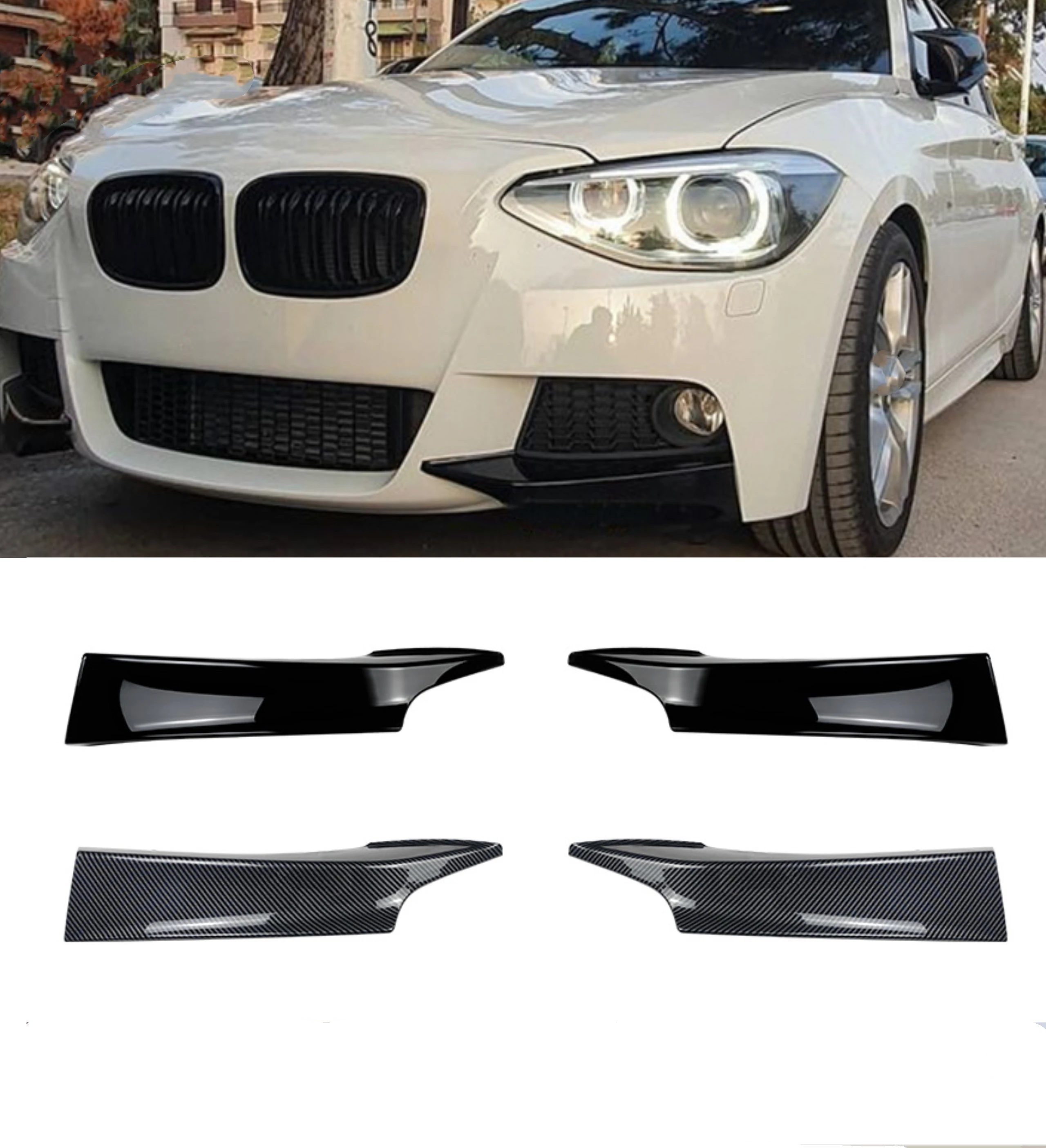 

Front Bumper Lip Splitter For BMW 1 Series F20 F21 M135i Pre LCI M-Sport 2012-2015 Body Kit Splitter Sport Exterior Tuning Black