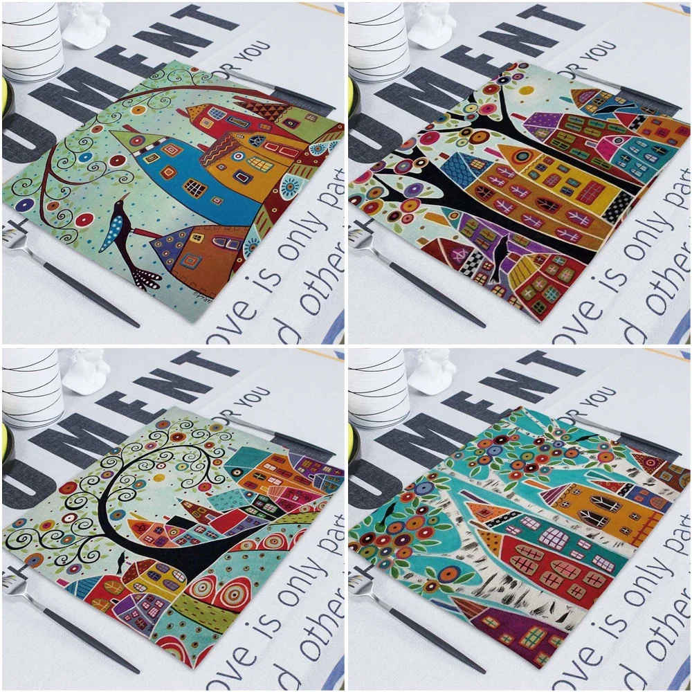 

Fashion Table Napkins 42*32Cm Linen Coasters For Glass Dish Mat Flower Girl American Placemats Dining Table Mat Under Hot Mat