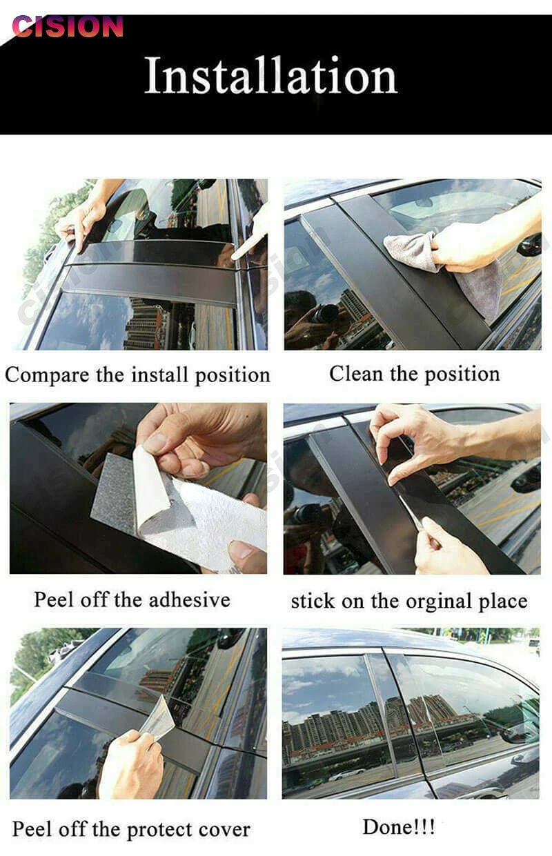 For ISUZU MUX MU-X 2012-2022 Car Window Door Column BC Pillar Post Cover Trim Glossy Black Carbon Fiber Mirror Effect PC Sticker