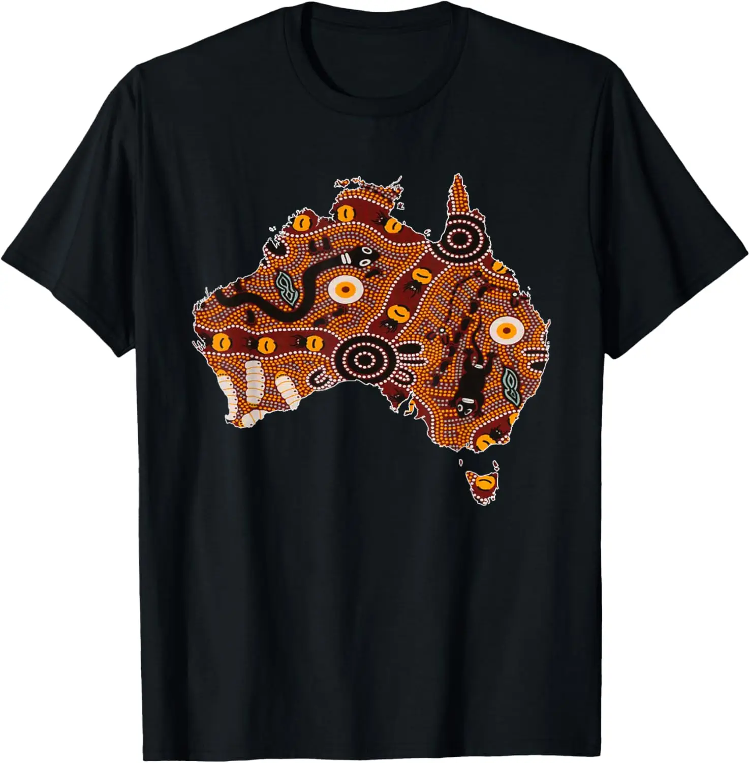 

Аборигинальная художественная карта Австралии, точечная роспись, графическая футболка, легкая хлопковая повседневная футболка для путешествий